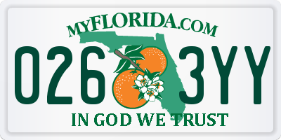 FL license plate 0263YY