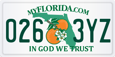 FL license plate 0263YZ