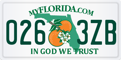 FL license plate 0263ZB