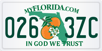 FL license plate 0263ZC