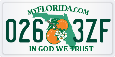 FL license plate 0263ZF