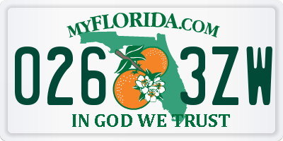 FL license plate 0263ZW