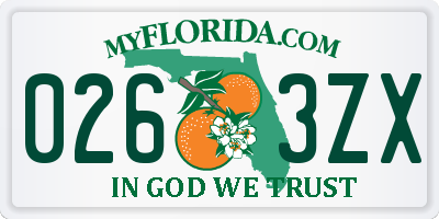 FL license plate 0263ZX