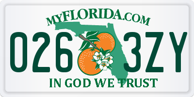 FL license plate 0263ZY