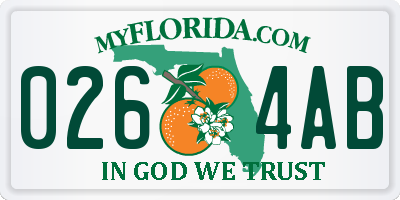 FL license plate 0264AB