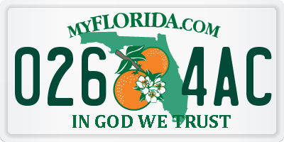 FL license plate 0264AC