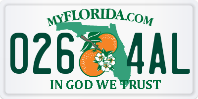 FL license plate 0264AL