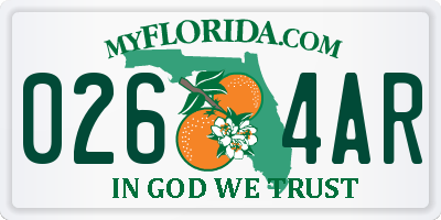FL license plate 0264AR