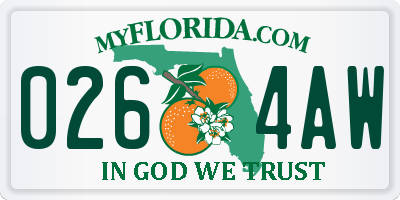 FL license plate 0264AW