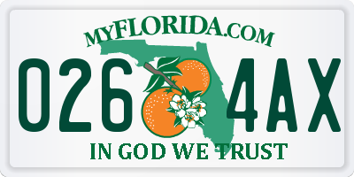 FL license plate 0264AX