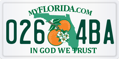 FL license plate 0264BA