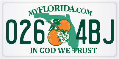 FL license plate 0264BJ