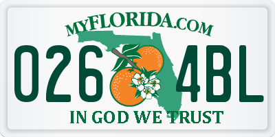 FL license plate 0264BL