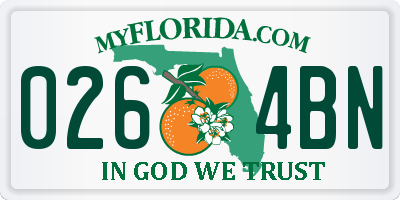 FL license plate 0264BN