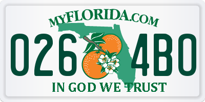 FL license plate 0264BO