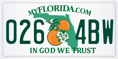 FL license plate 0264BW