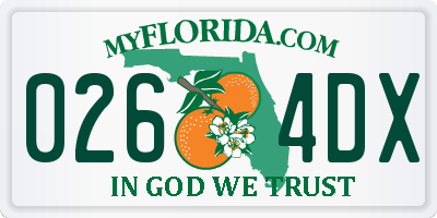 FL license plate 0264DX