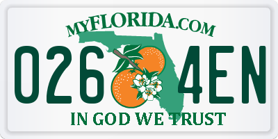 FL license plate 0264EN