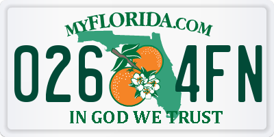 FL license plate 0264FN