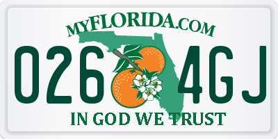 FL license plate 0264GJ