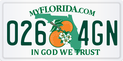 FL license plate 0264GN