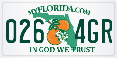 FL license plate 0264GR