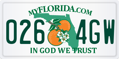 FL license plate 0264GW