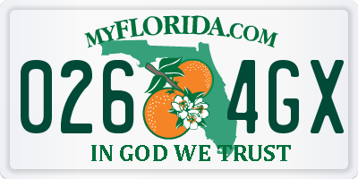 FL license plate 0264GX