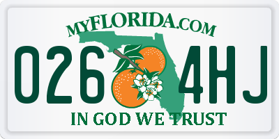 FL license plate 0264HJ
