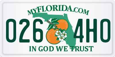 FL license plate 0264HO