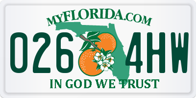 FL license plate 0264HW