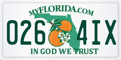 FL license plate 0264IX