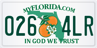 FL license plate 0264LR