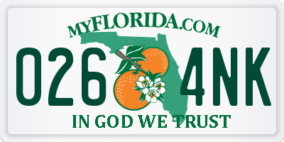 FL license plate 0264NK