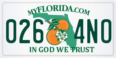 FL license plate 0264NO