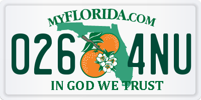 FL license plate 0264NU
