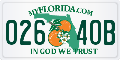 FL license plate 0264OB