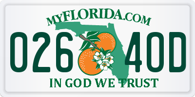 FL license plate 0264OD