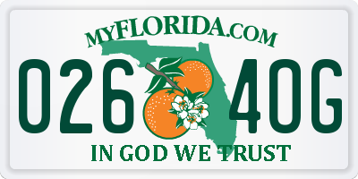 FL license plate 0264OG