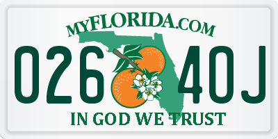 FL license plate 0264OJ