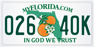 FL license plate 0264OK