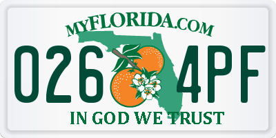 FL license plate 0264PF