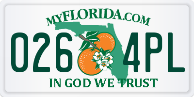 FL license plate 0264PL