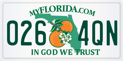 FL license plate 0264QN