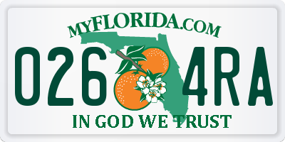 FL license plate 0264RA