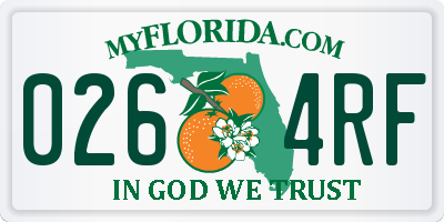 FL license plate 0264RF