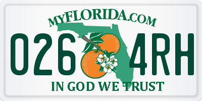 FL license plate 0264RH