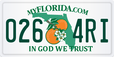 FL license plate 0264RI