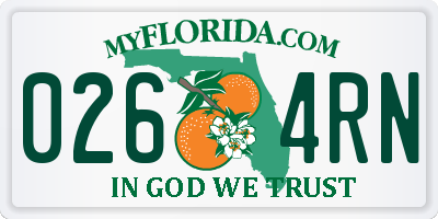FL license plate 0264RN