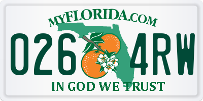 FL license plate 0264RW